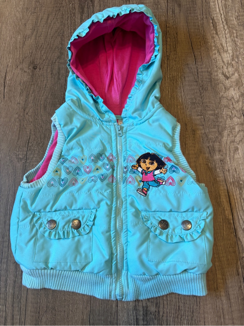 Vintage 2000s Y2K Dora The Explorer Toddler Clothes Puffer Vest Top 3T